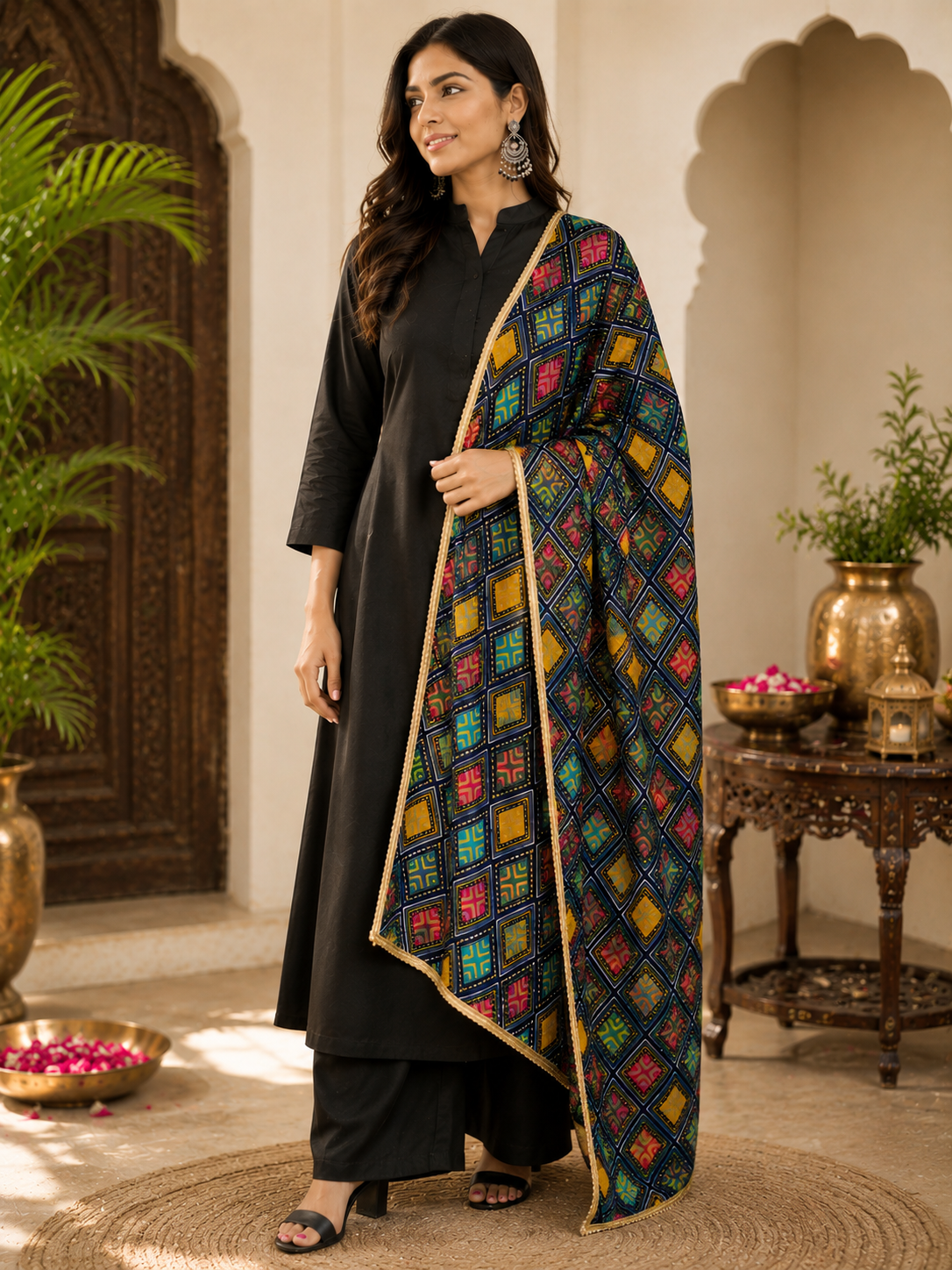 Women's Multicolor Geometric Printed Dupatta