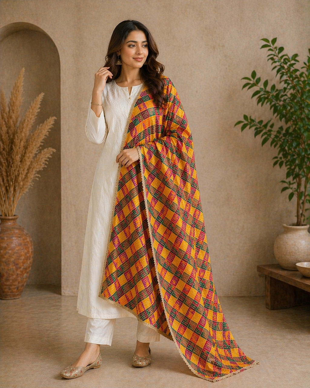 Ethnic Bandhani & Check Pattern