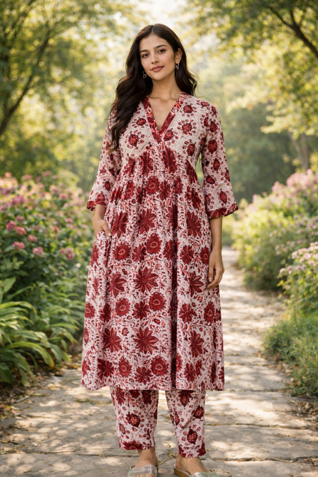 Elegant Kurta Set for Women - Pink Maroon