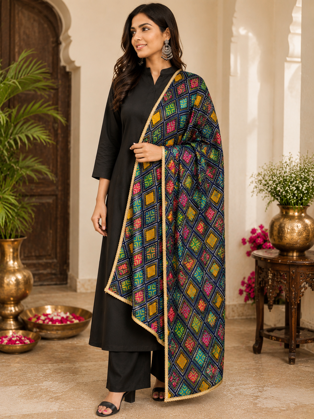 Women's Multicolor Geometric Printed Dupatta