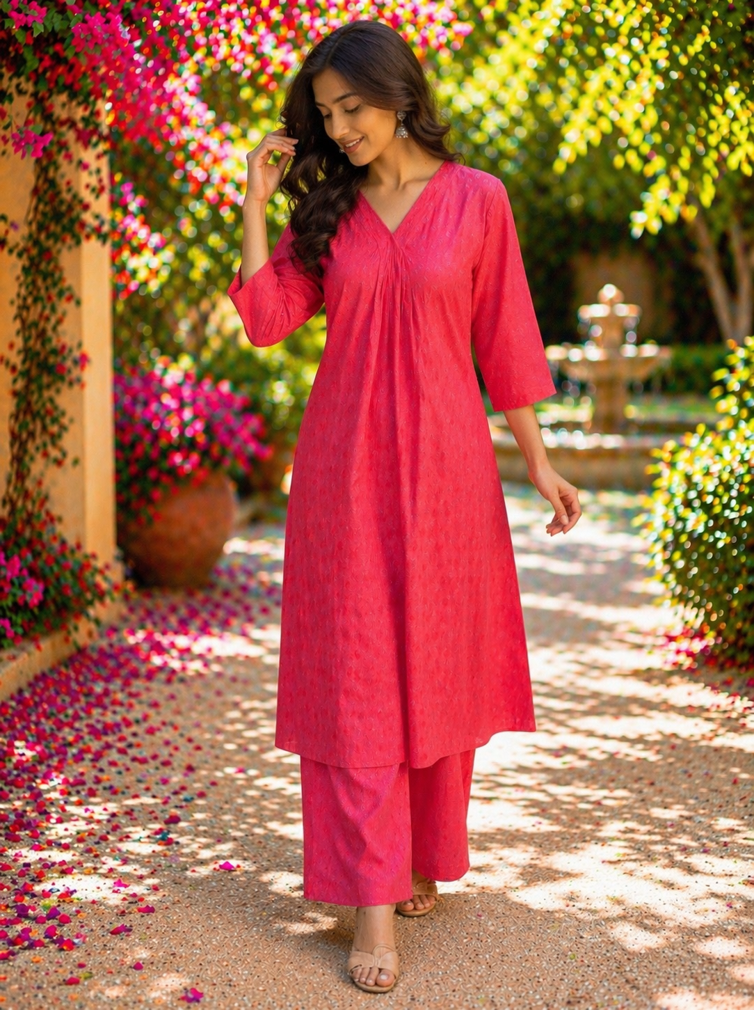 Elegant Kurta Set for Women -Dark Pink