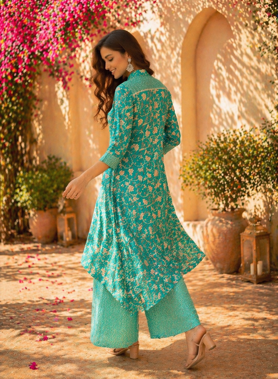Elegant Kurta Set for Women- Parrot Green