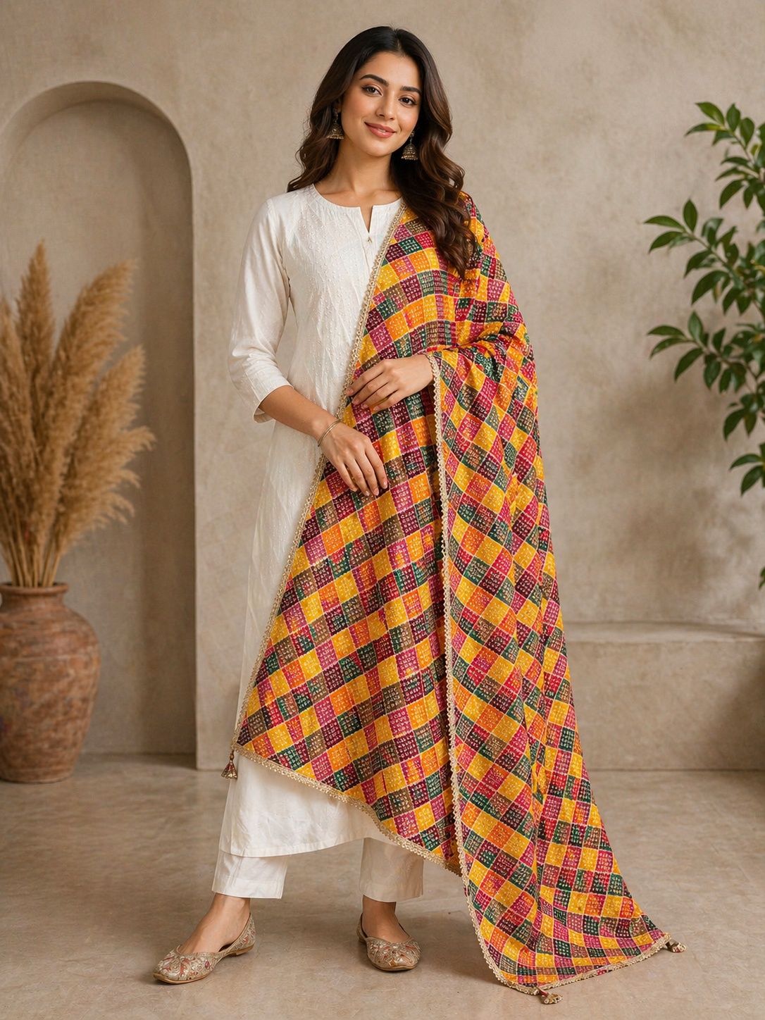 Ethnic Bandhani & Check Pattern