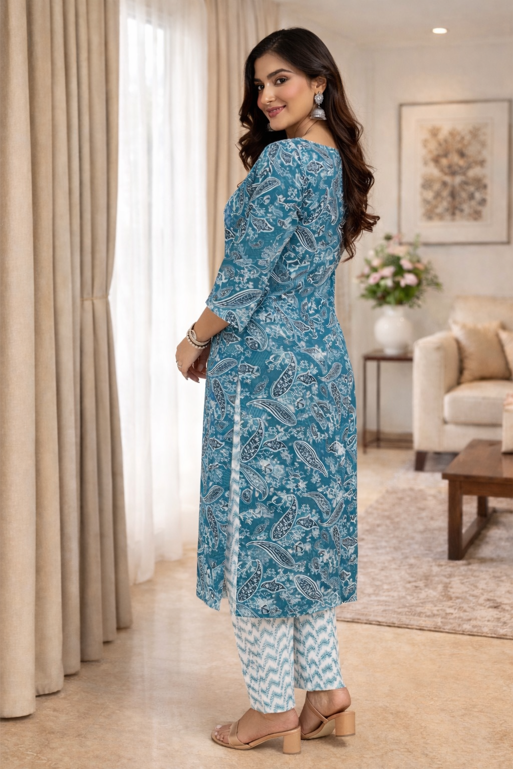 Elegant Kurta Set for Women- Ice Blue