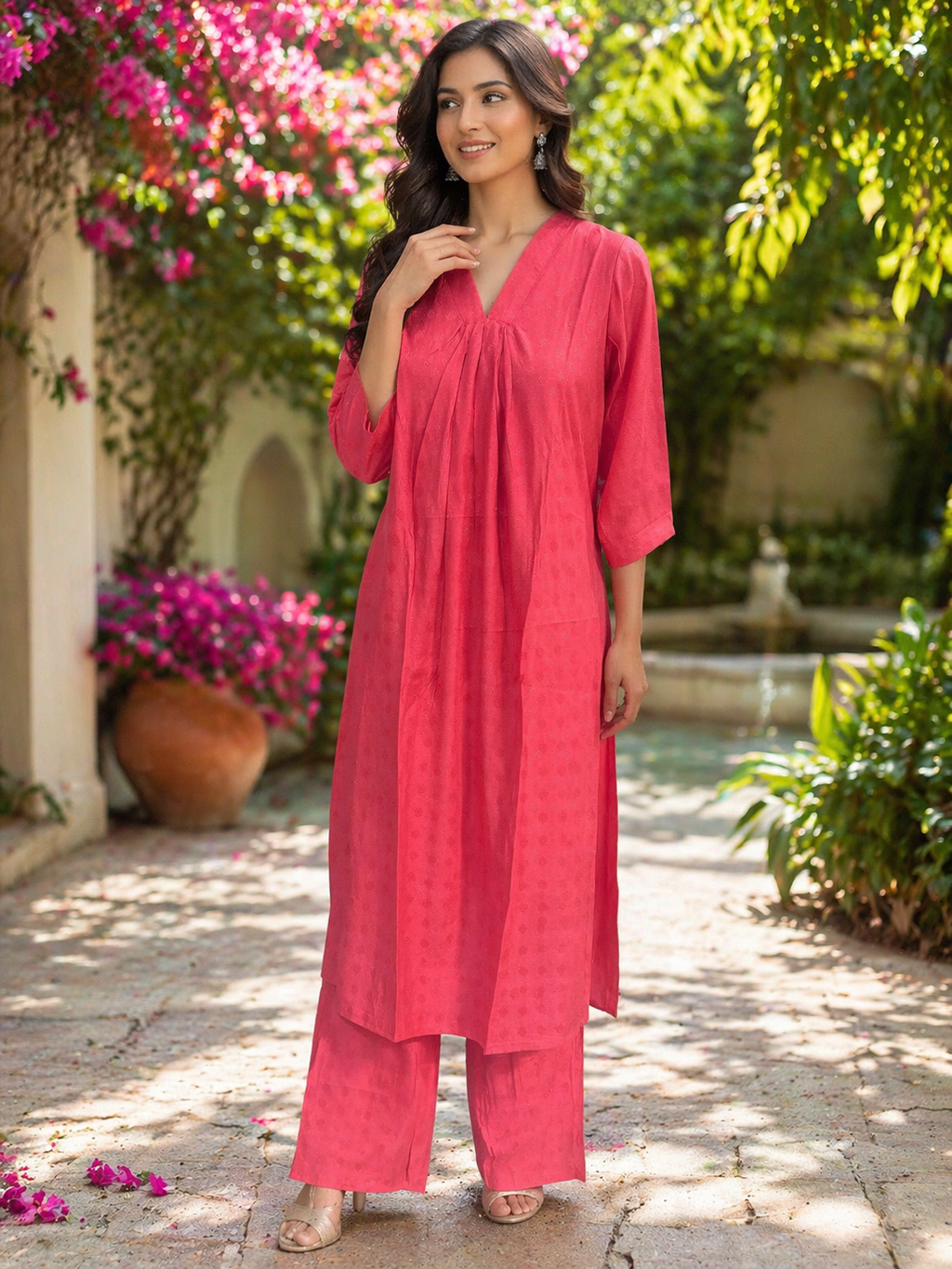 Elegant Kurta Set for Women -Dark Pink