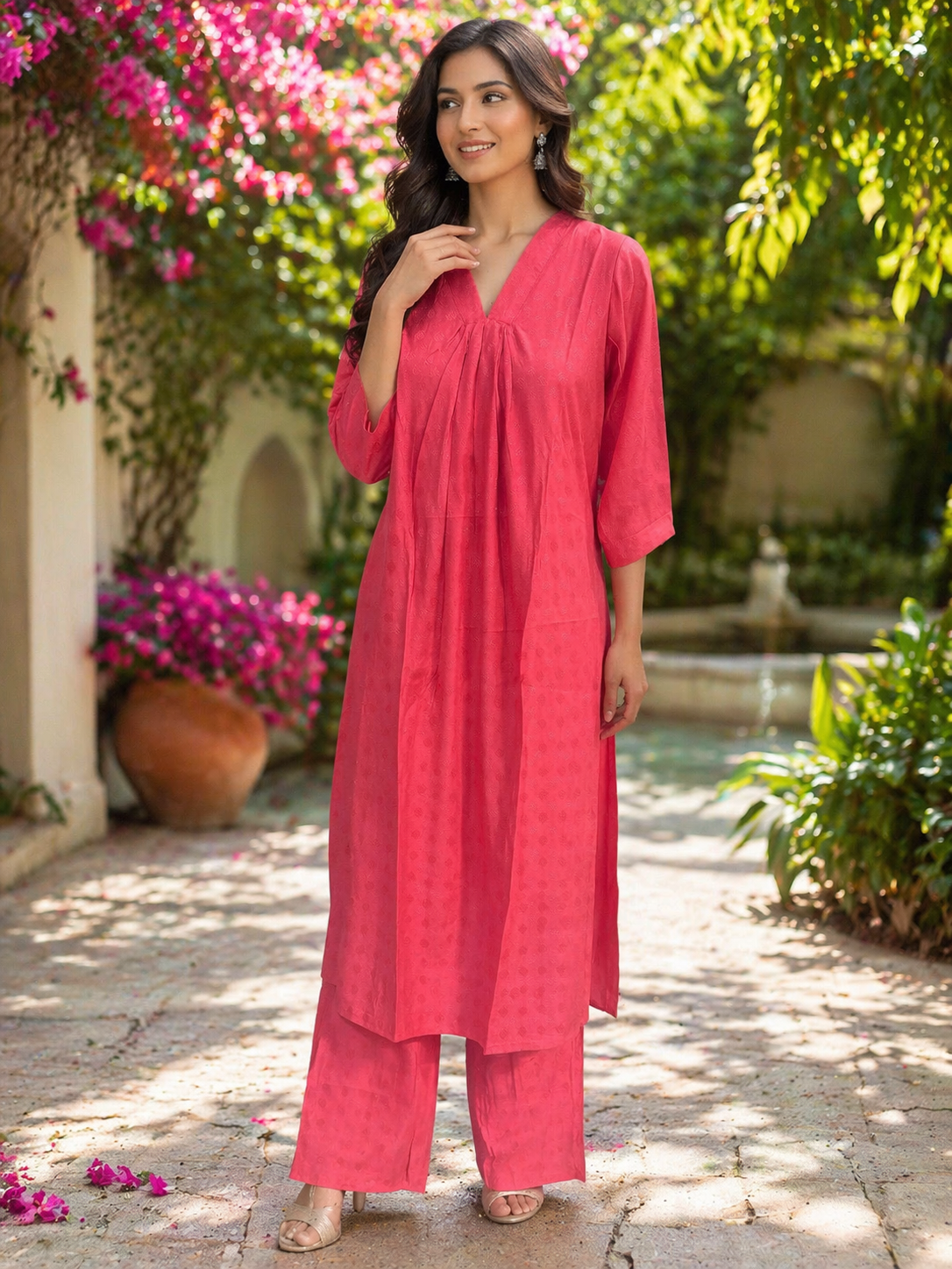 Elegant Kurta Set for Women -Dark Pink