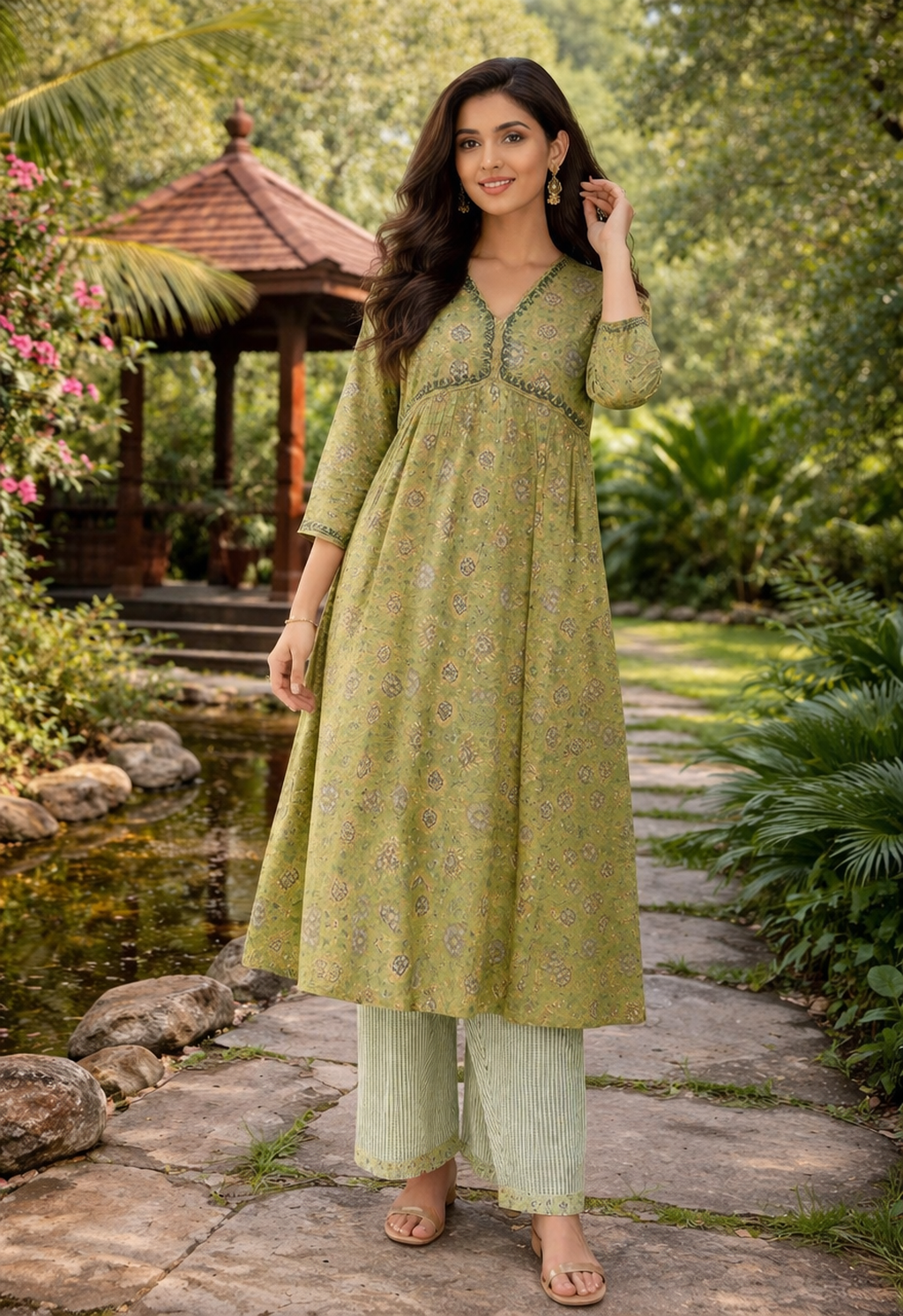 Elegant Kurta Set for Women -Mint Green