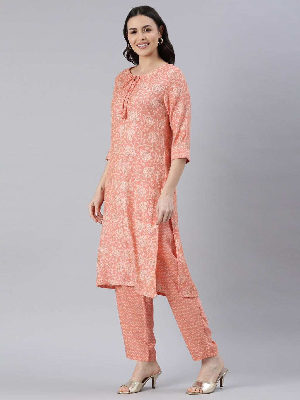 Orange Vibrant Printed Pure Silk Kurta for Women from samhitas apparel