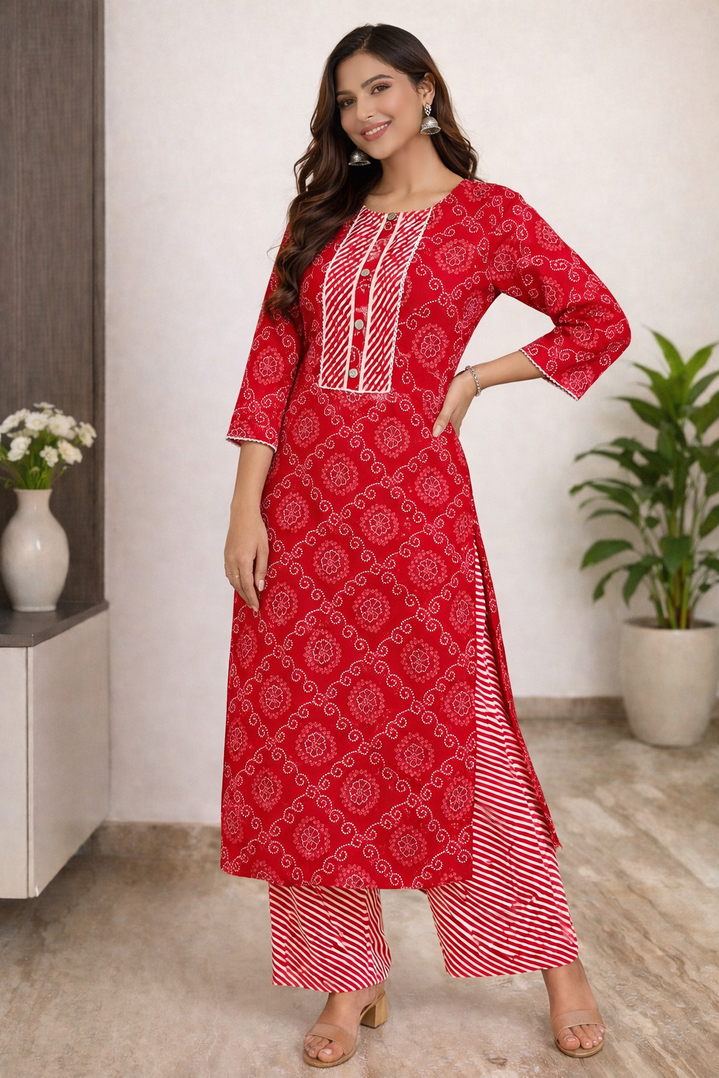 Elegant Kurta Set for Women- Red