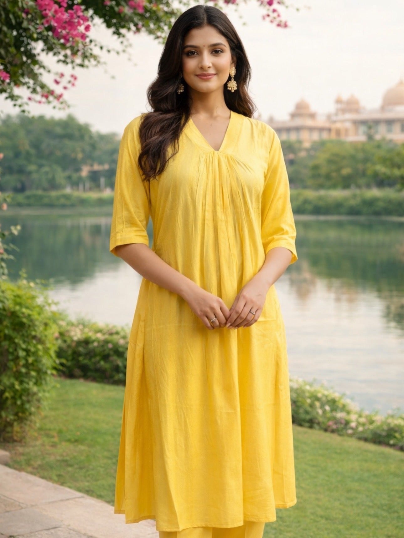 Elegant Kurta Set for Women - Yellow