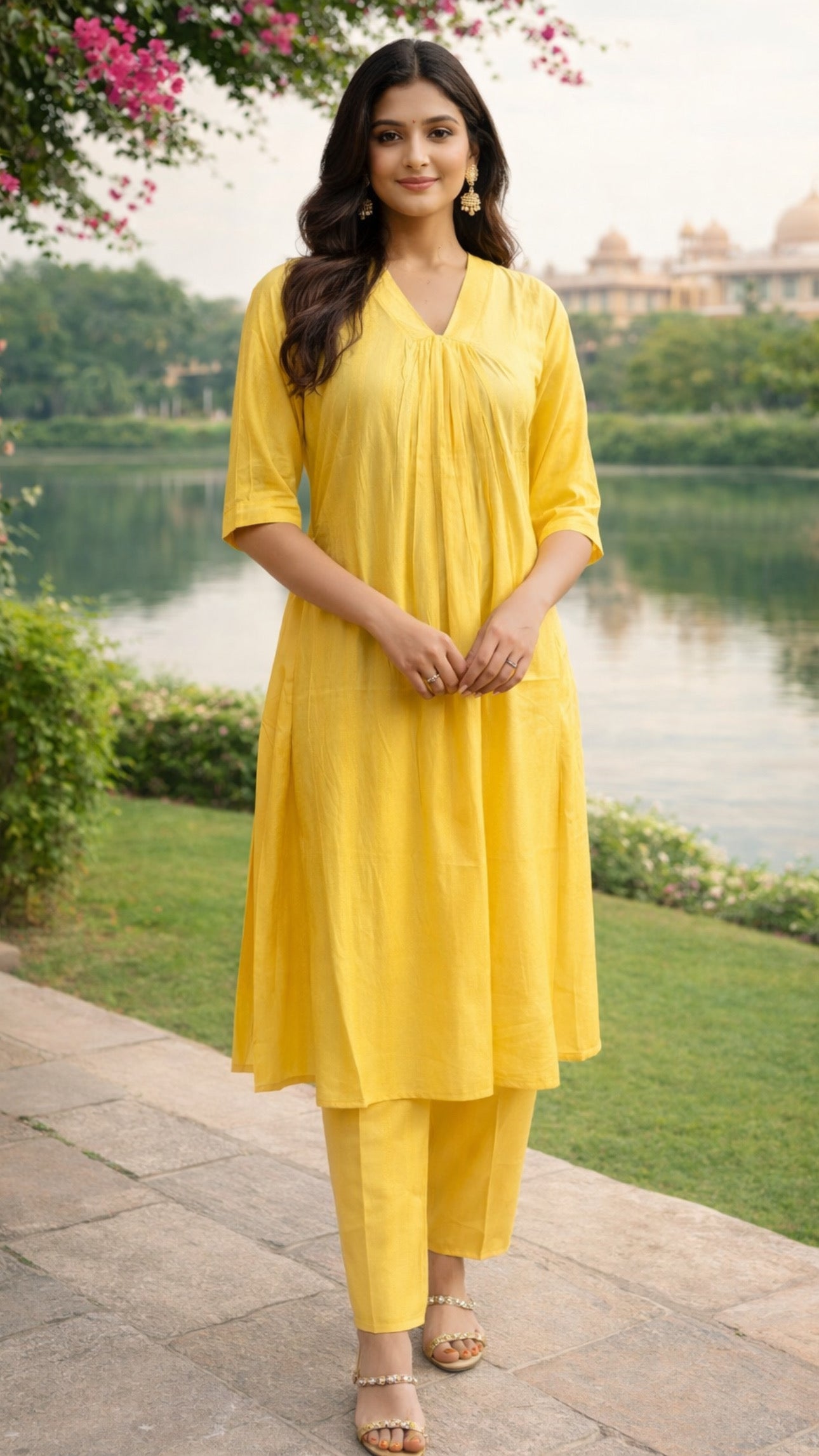 Elegant Kurta Set for Women - Yellow