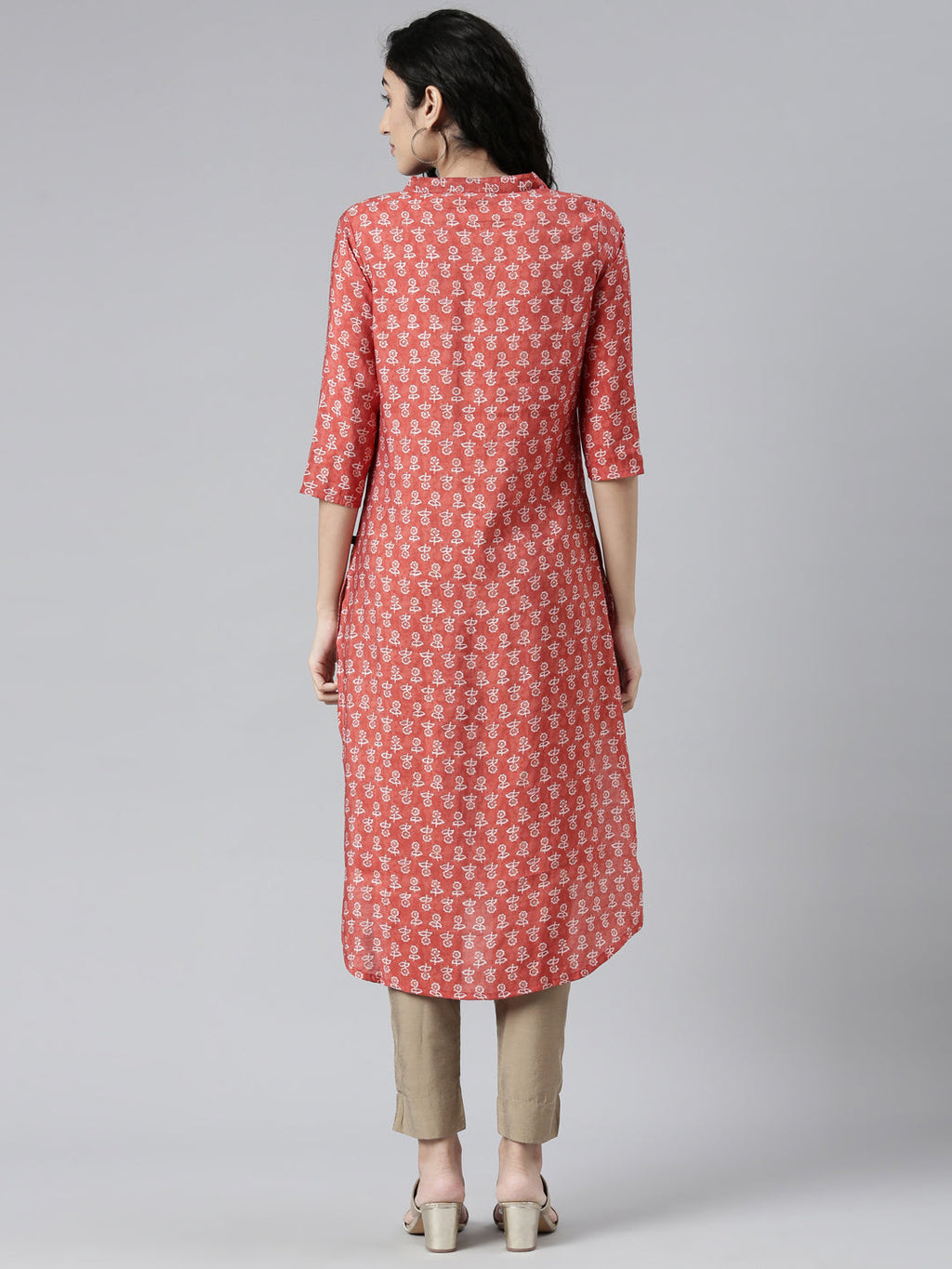 Elegant Red High-Low Kurta with Princess Line Cut