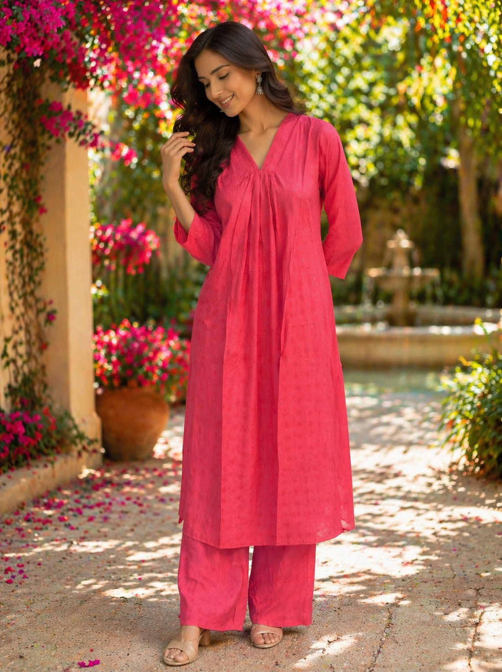 Elegant Kurta Set for Women -Dark Pink