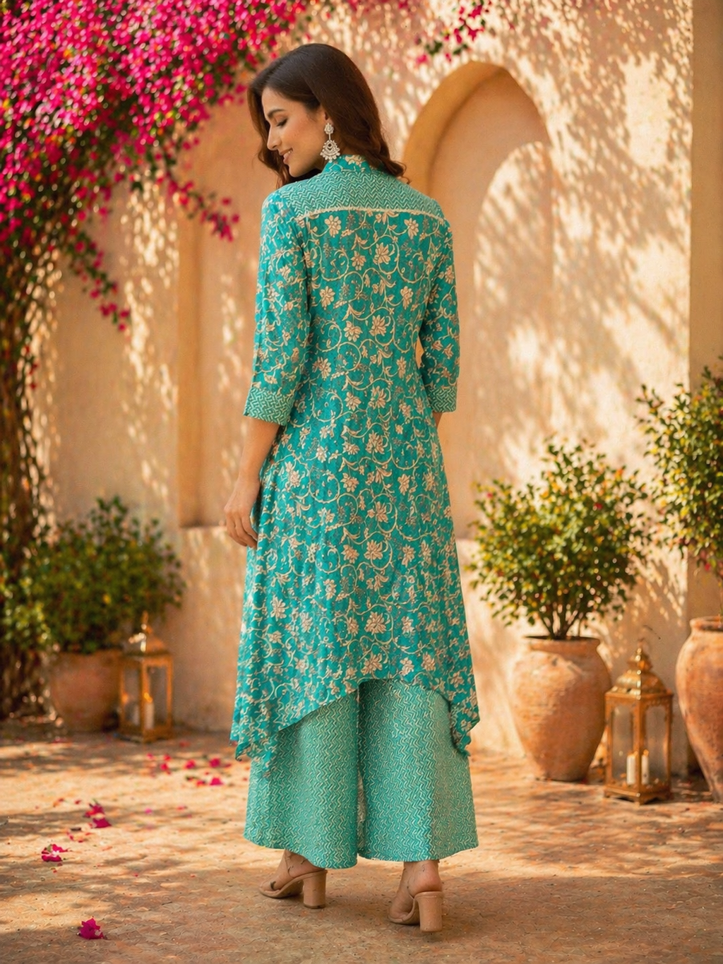 Elegant Kurta Set for Women- Parrot Green