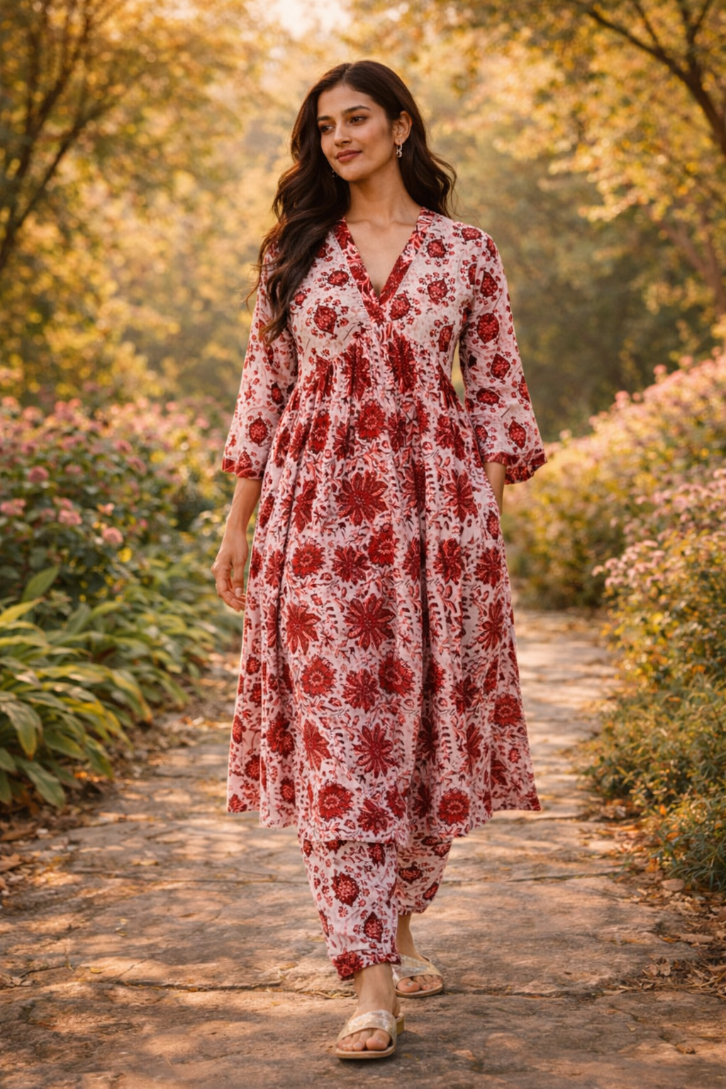Elegant Kurta Set for Women - Pink Maroon