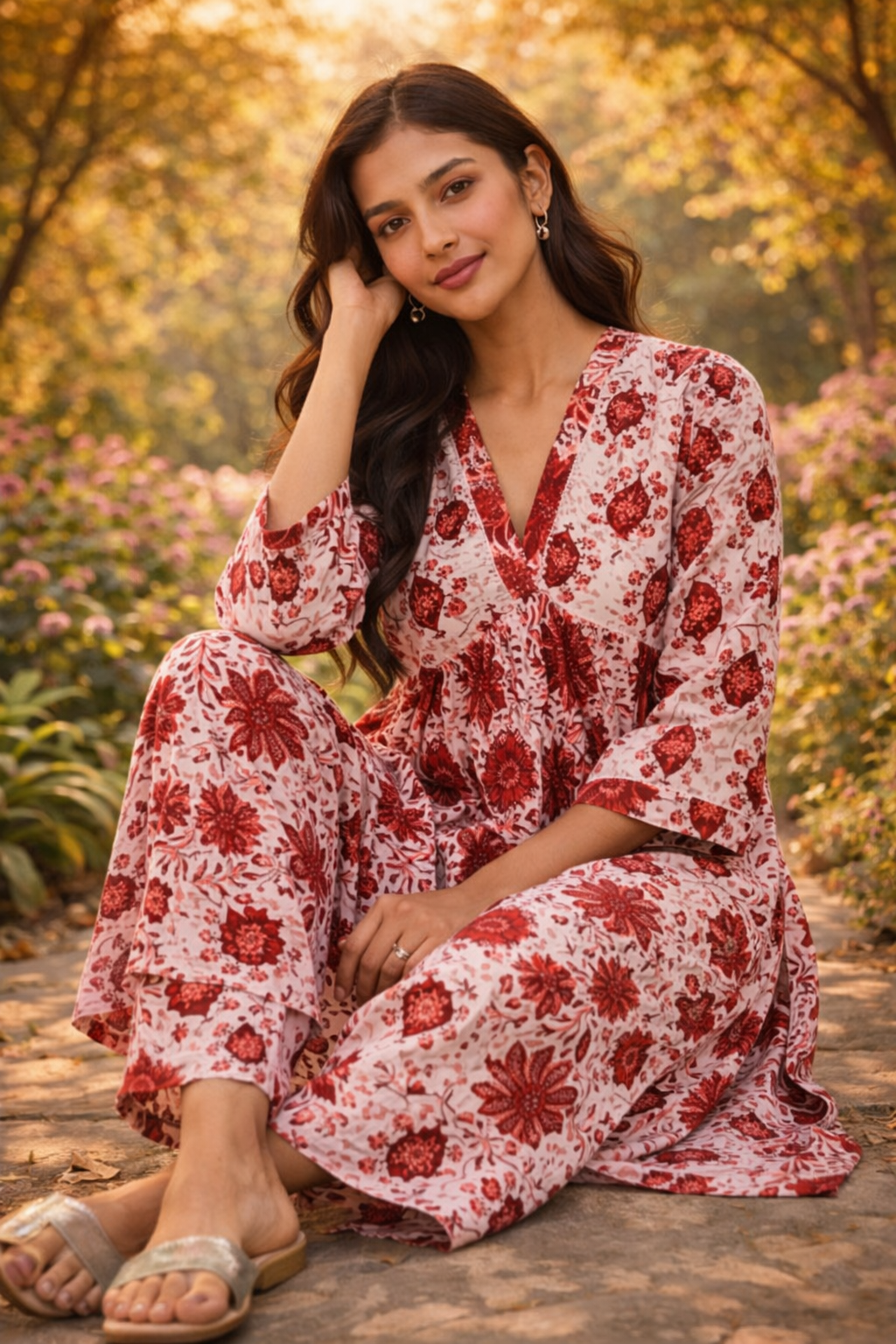 Elegant Kurta Set for Women - Pink Maroon