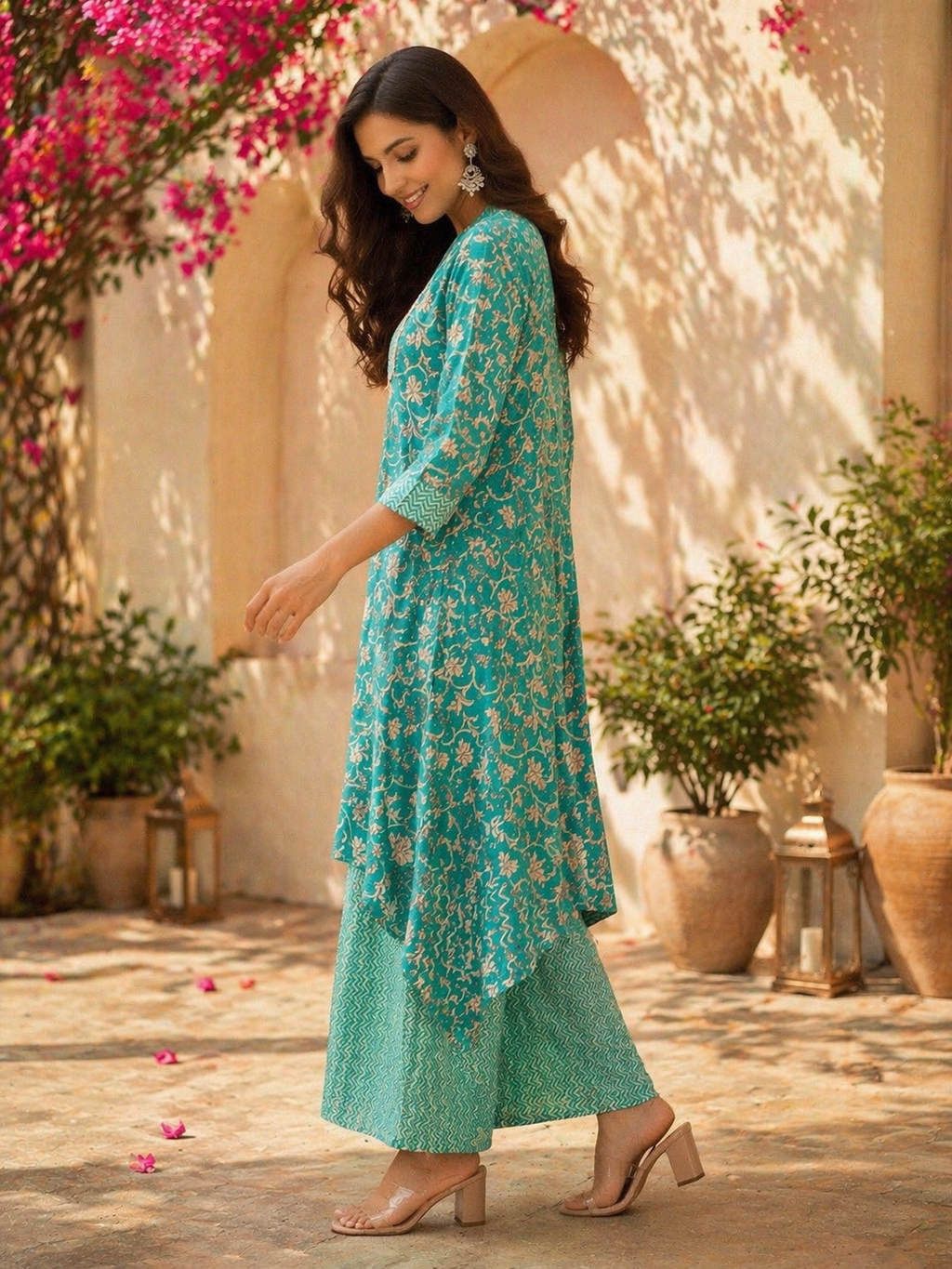 Elegant Kurta Set for Women- Parrot Green