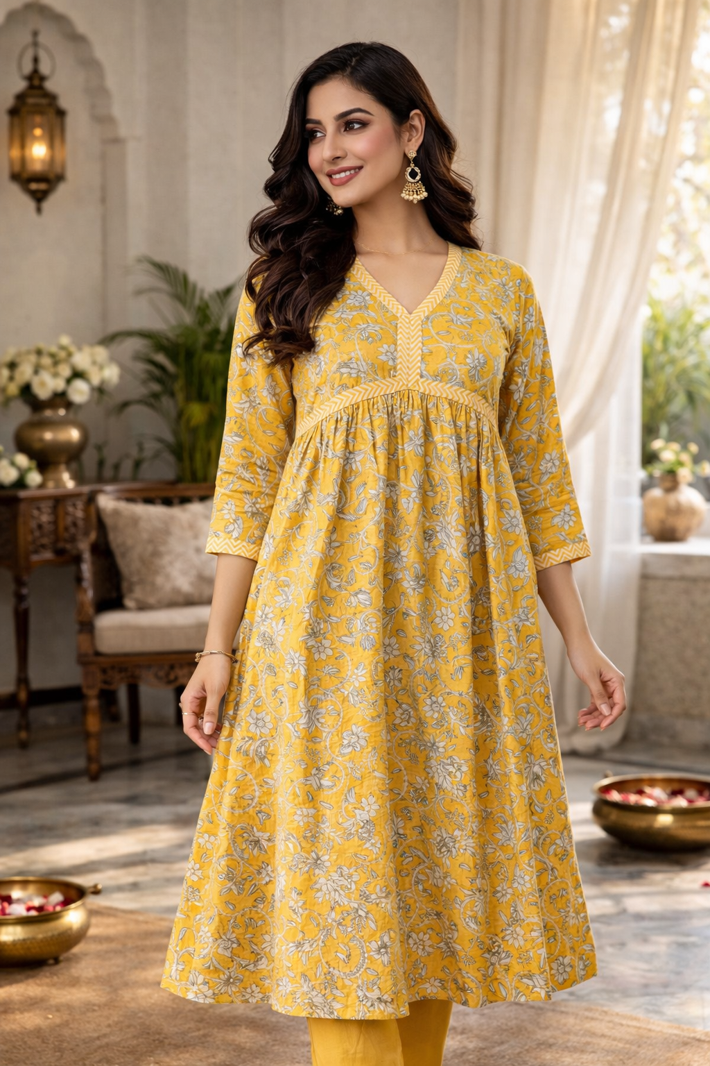 Elegant Kurta Set for Women - Mustard Yellow