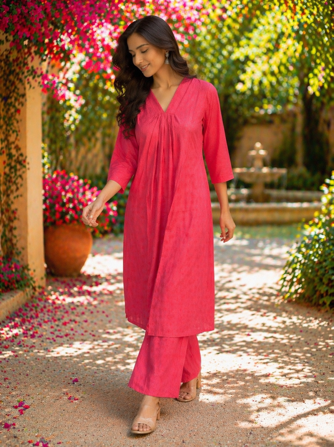 Elegant Kurta Set for Women -Dark Pink