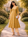 Elegant Kurta Set for Women- Mustard Yellow