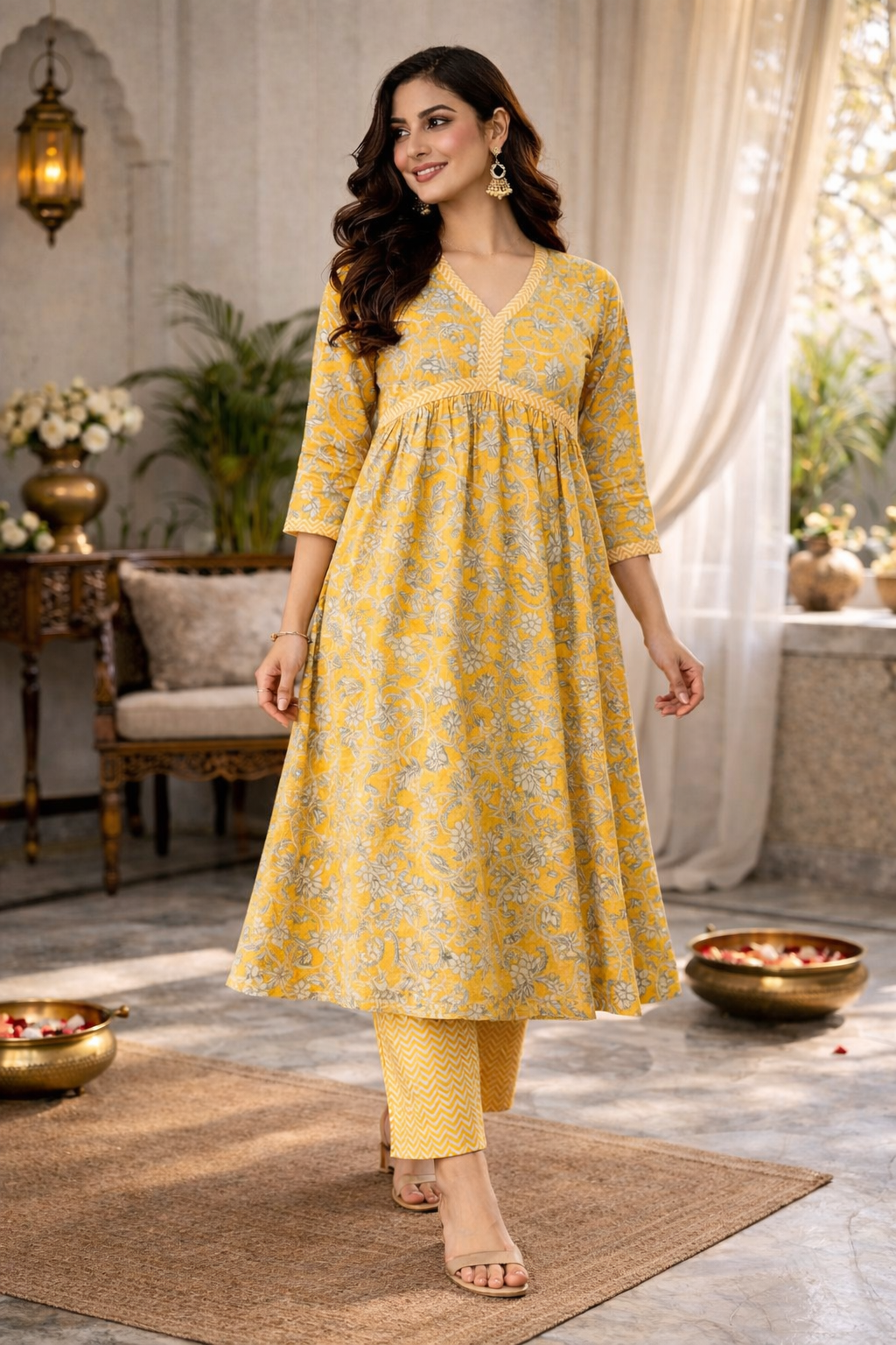 Elegant Kurta Set for Women - Mustard Yellow