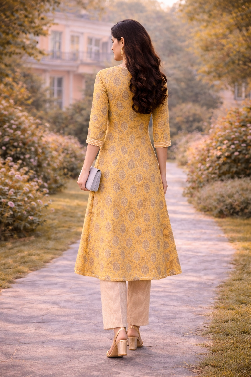 Elegant Kurta Set for Women- Mustard Yellow