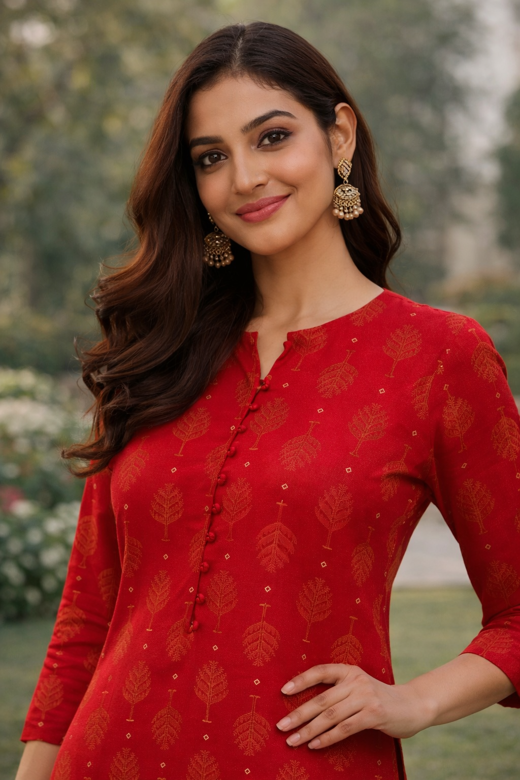 Muslin Printed Straight Kurta Pant Set -Maroon