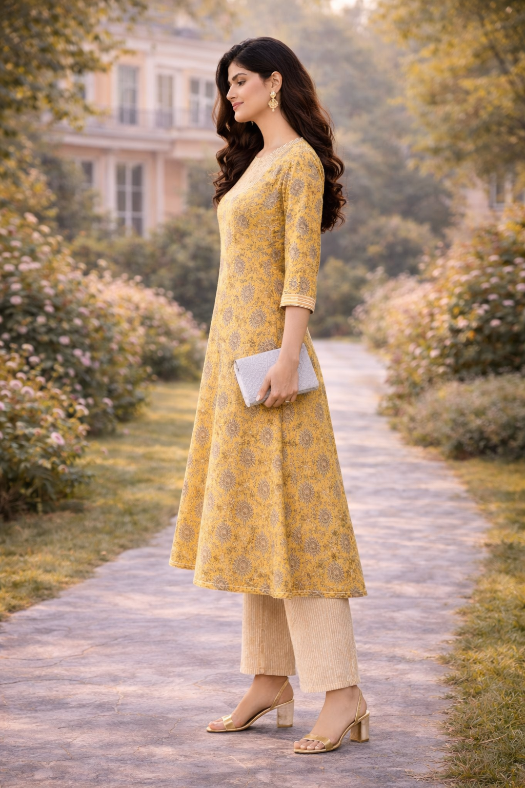 Elegant Kurta Set for Women- Mustard Yellow