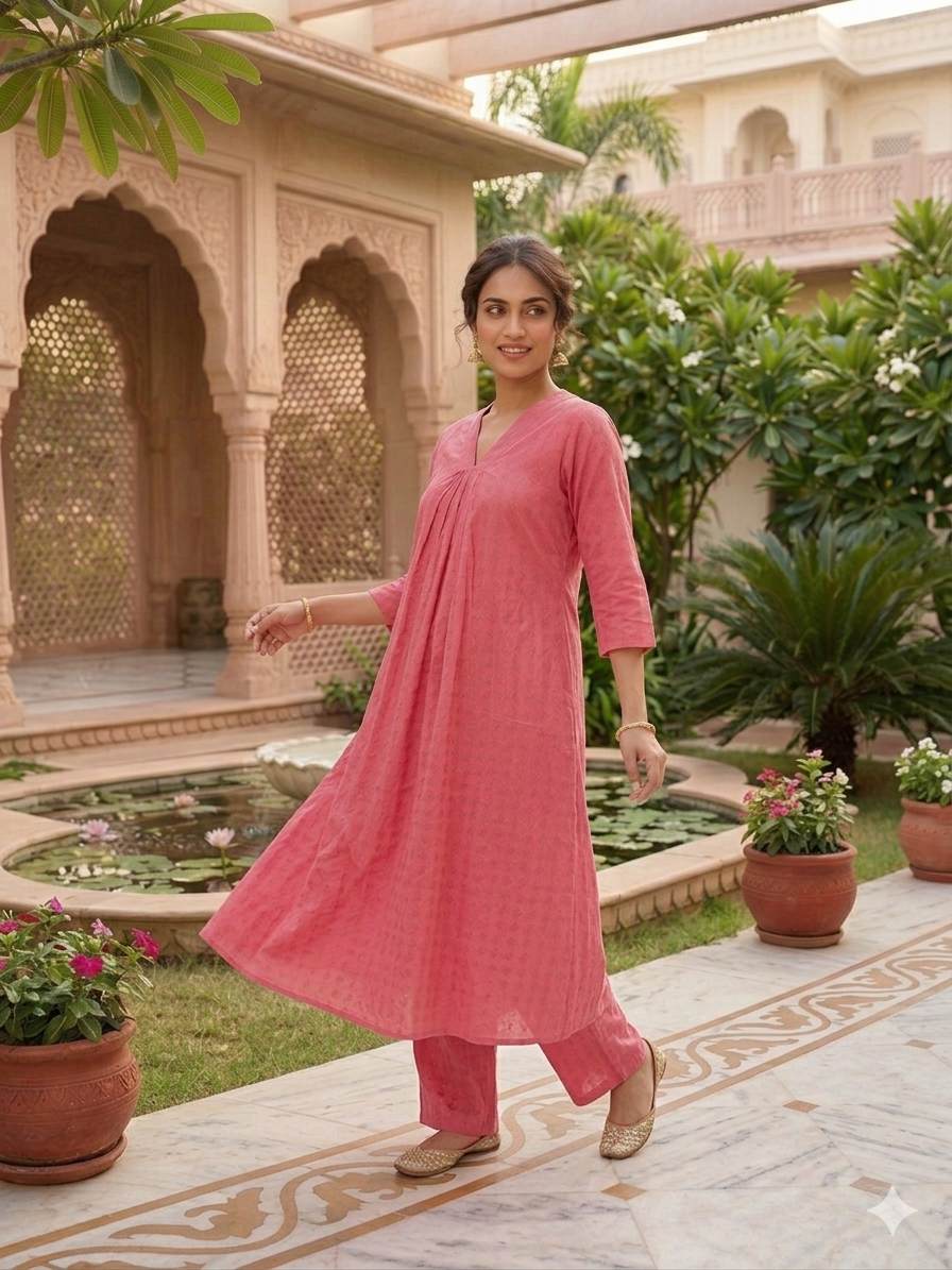 Elegant Kurta Set for Women -Dark Pink