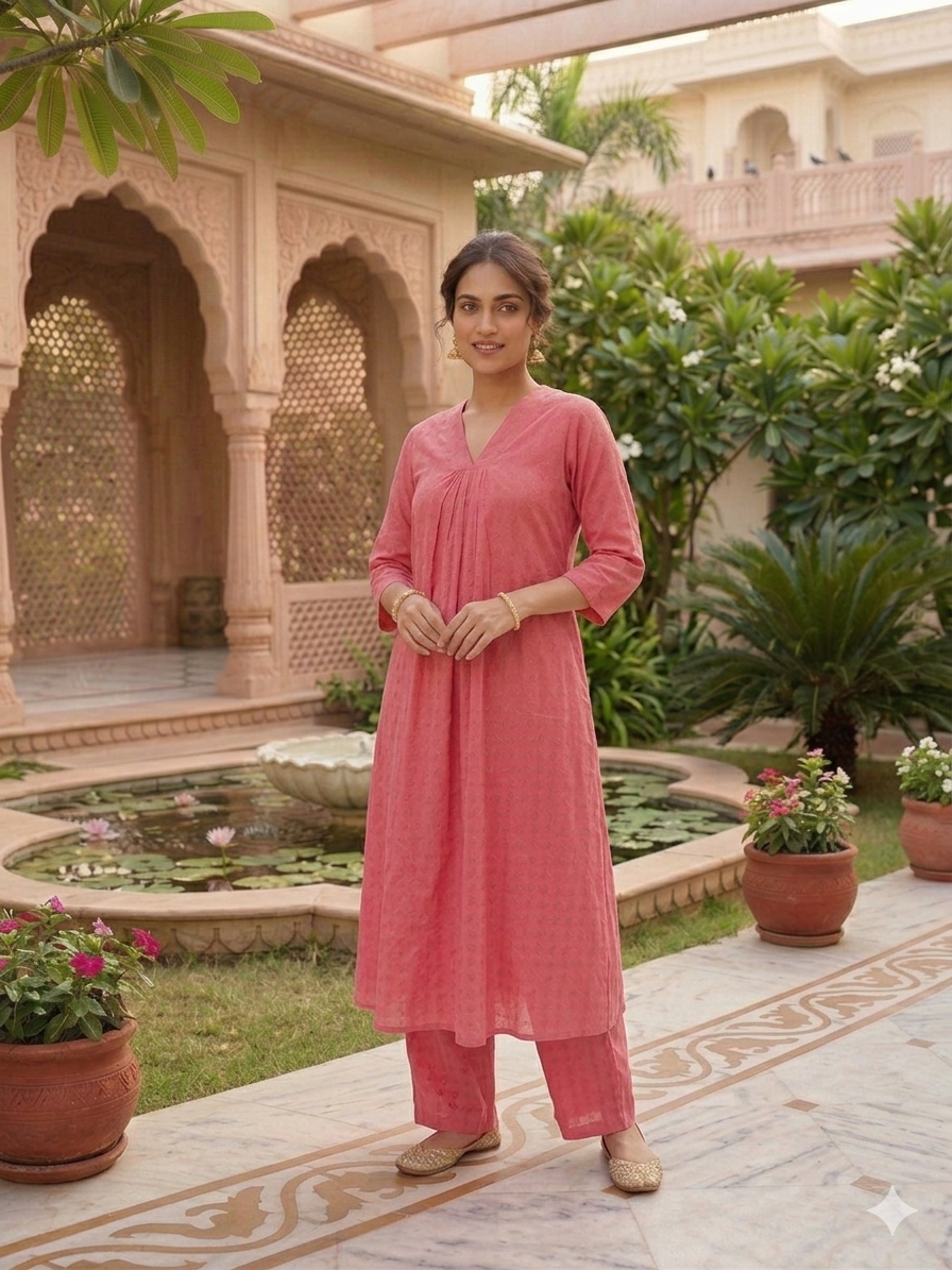 Elegant Kurta Set for Women -Dark Pink