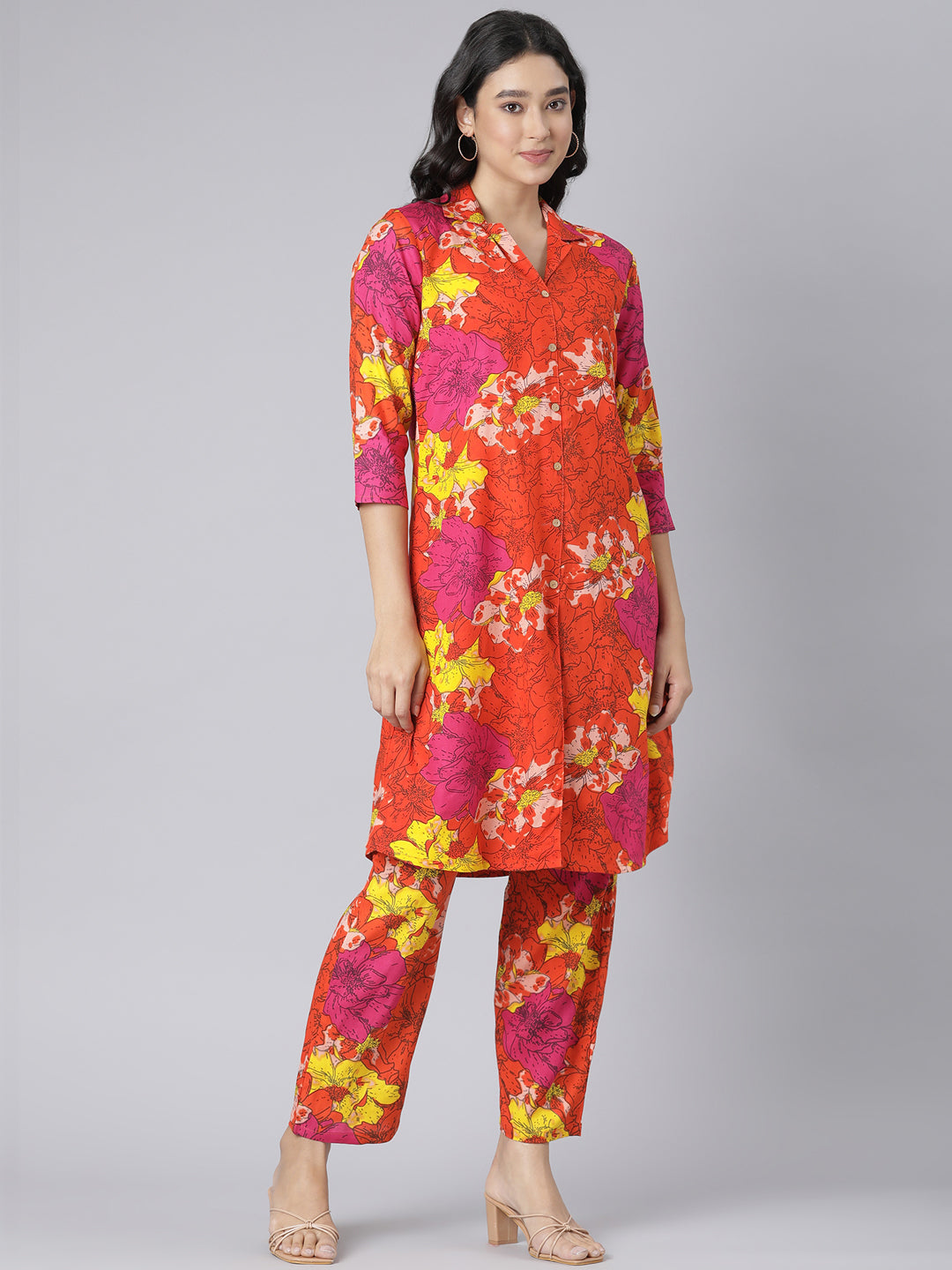 Tropical Bloom Printed Red Co-ord Set